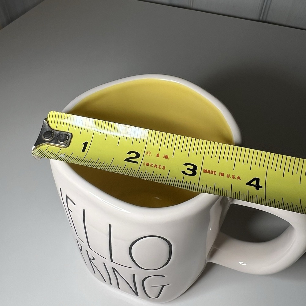 Rae Dunn "HELLO SPRING" Ivory Mug with Yellow Interior Large Letters Brand New - Picture 9 of 9